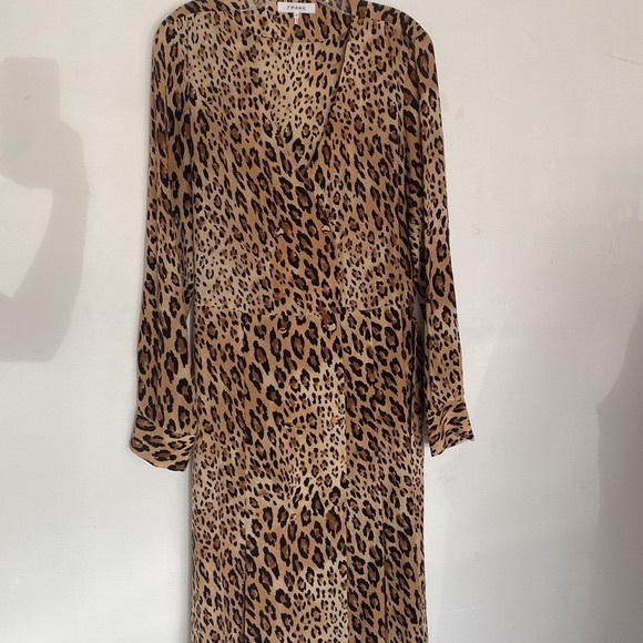 FRAME Sgt. Pepper Silk Leopard Pattern Dress, Sz L - Picture 5 of 7